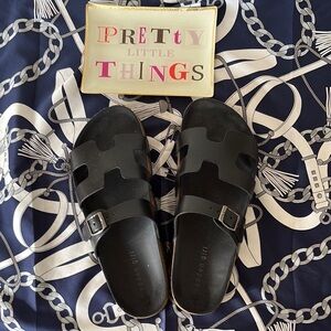 “Madden Girl” Black Slide Sandals; size 8; EUC